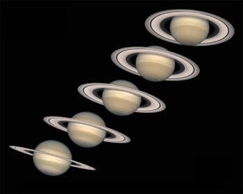 Différentes inclinaisons des anneaux de Saturne